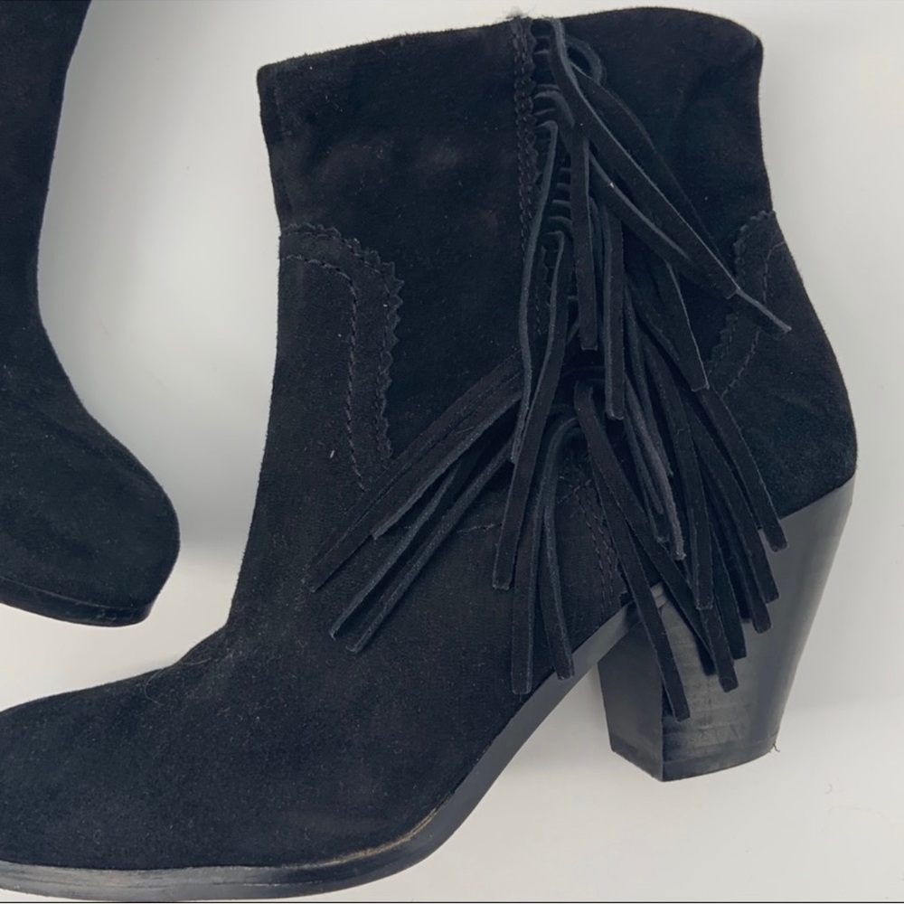 Sam Edelman Louie black fringe ankle booties